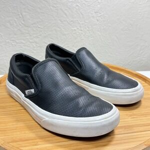 Vans Classic Slip-On Shoe Sneaker M4 W5.5 Perforated Leather Low Top Black White